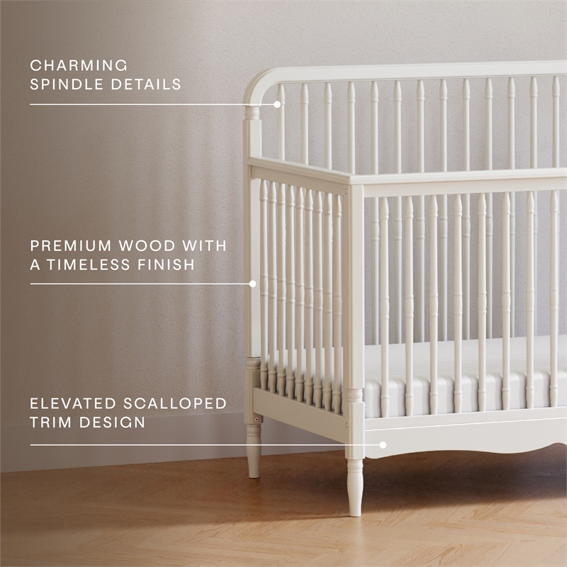Namesake Liberty 4-in-1 Convertible Spindle Crib in Warm White