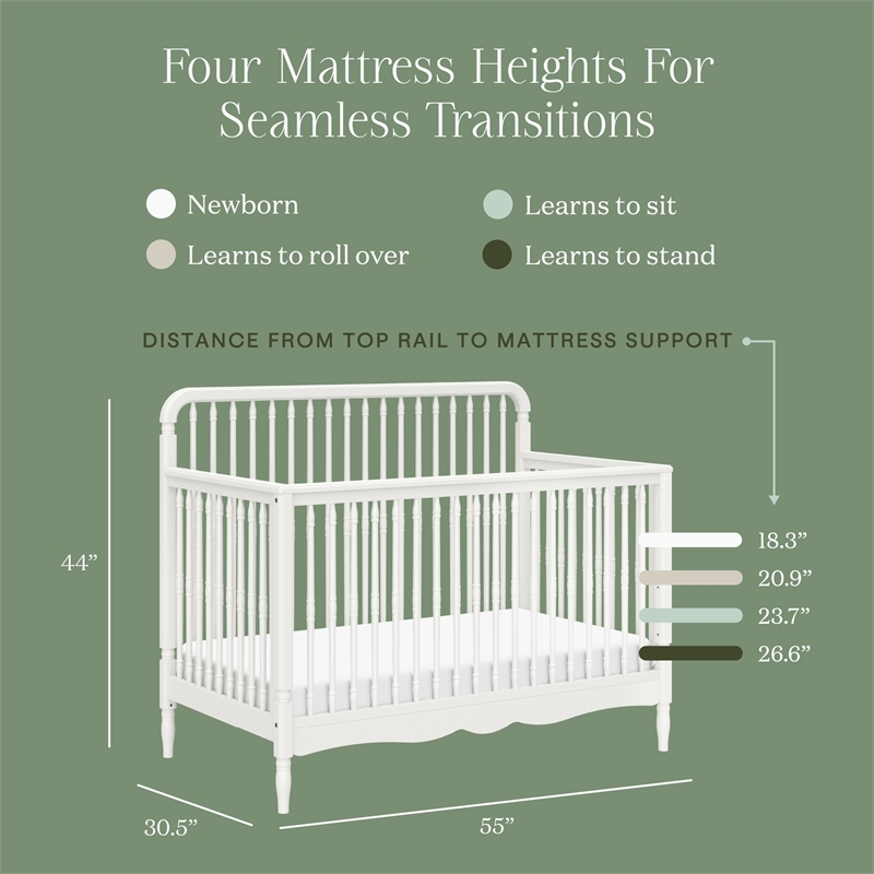 Namesake Liberty 4-in-1 Convertible Spindle Crib in Warm White