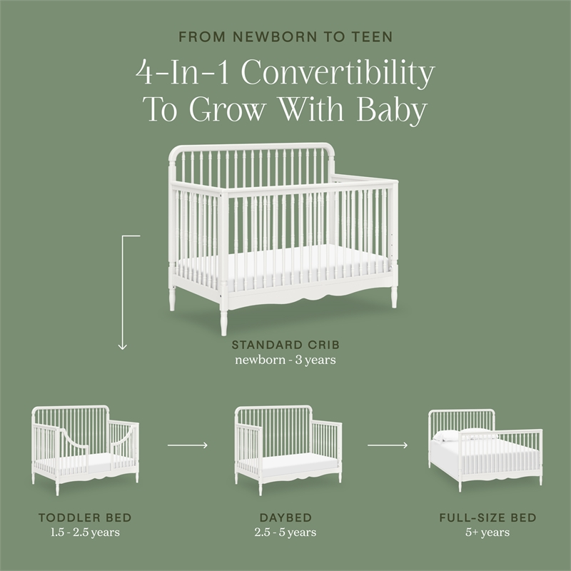 Namesake Liberty 4-in-1 Convertible Spindle Crib in Warm White