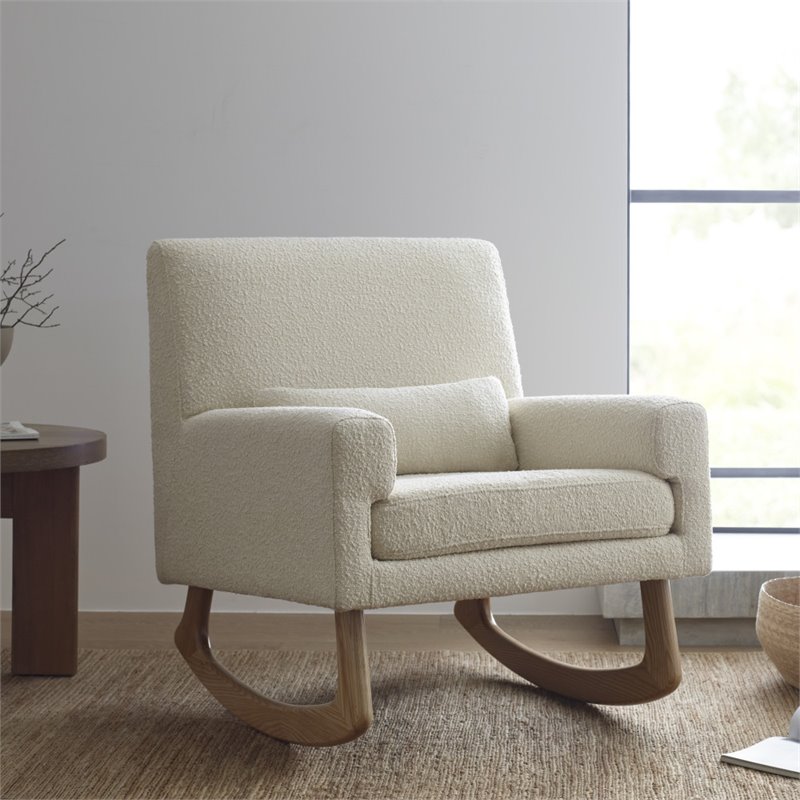 Nursery Works Sleepytime Rocker in Ivory Boucle with Light Legs