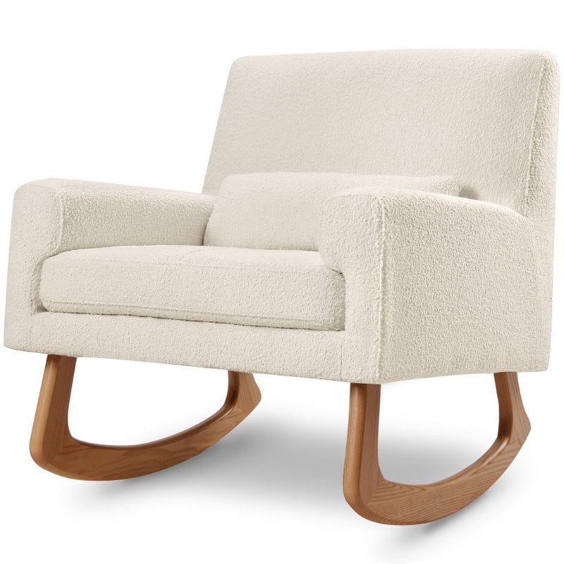 Nursery Works Sleepytime Rocker in Ivory Boucle with Light Legs