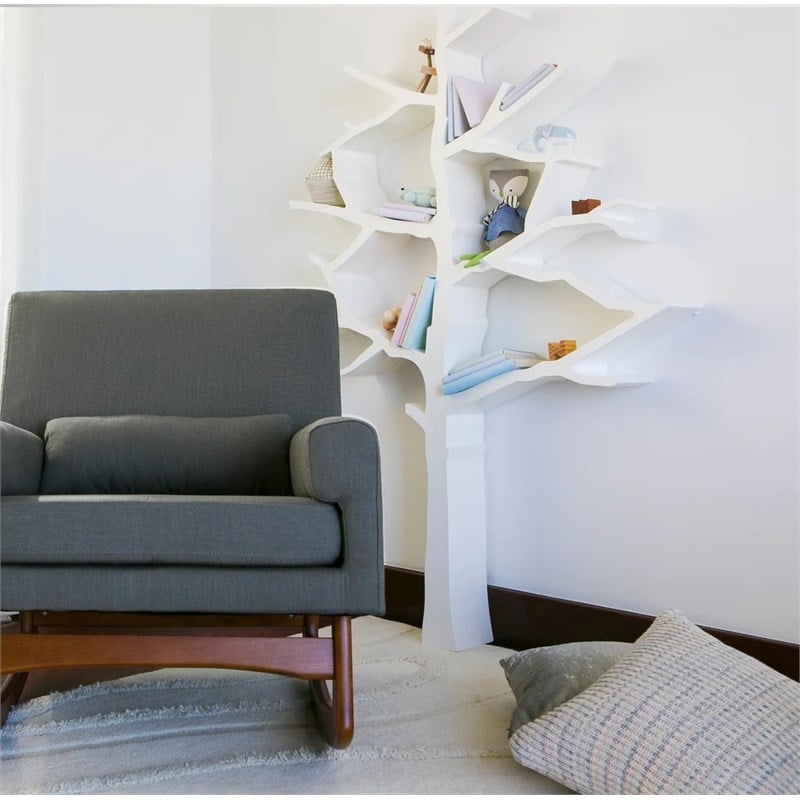 Nursery Works Engineered Wood Kids Tree Bookcase For Over 100 Books in White