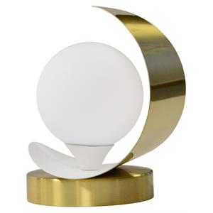 dainolite metal contemporary 1 light crescent aged brass-matte white table lamp