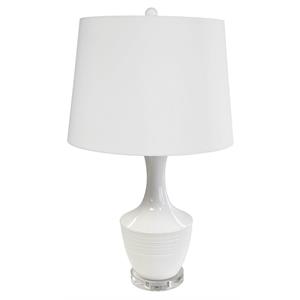 dainolite ceramic transitional 1 light goliath gloss white table lamp