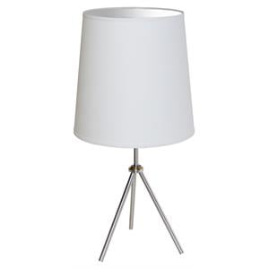 dainolite metal modern 1 light oversized drum satin chrome table lamp