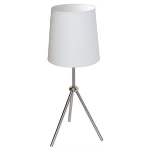 dainolite metal modern 1 light oversized drum satin chrome table lamp