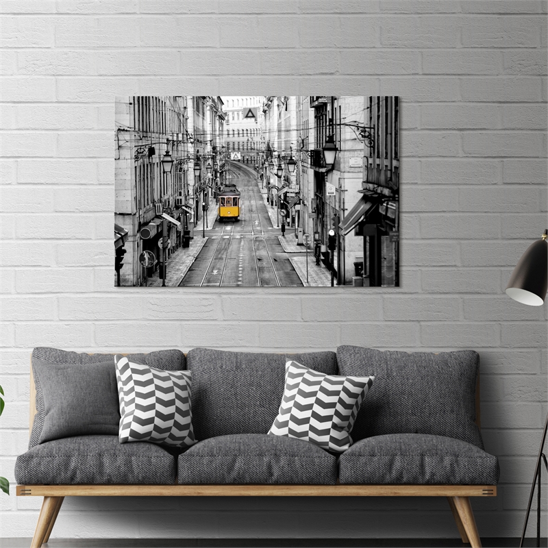 Yosemite Lisbon Yellow Tram I Glass Photographic Print
