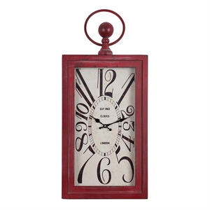 Yosemite Home Decor Waverly Wood Wall Clock in Distressed Red and White Finish