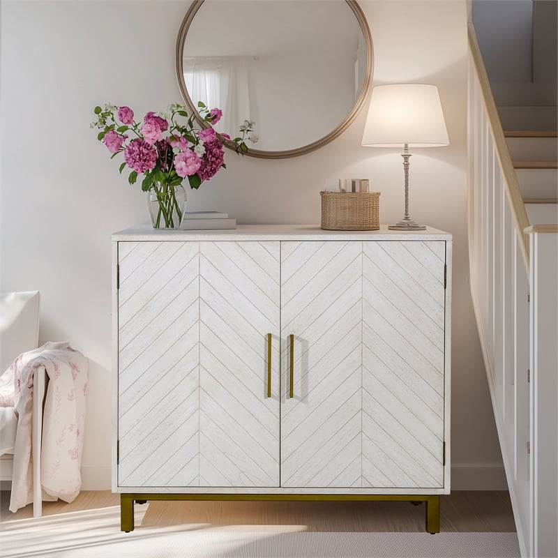 Yosemite Home Decor Ashdla Solid Mindi Wood Accent Cabinet in White