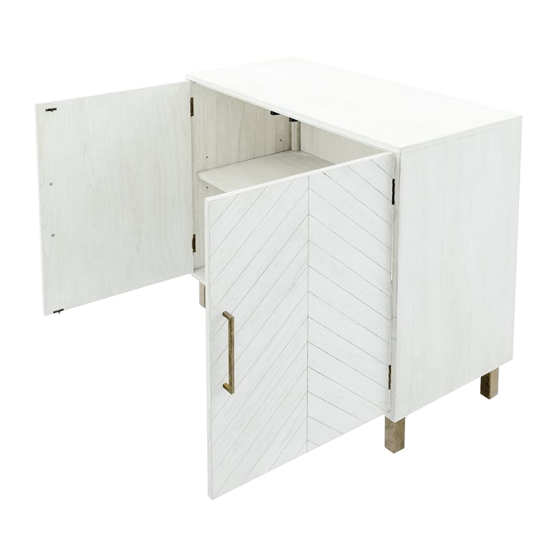 Yosemite Home Decor Ashdla Solid Mindi Wood Accent Cabinet in White