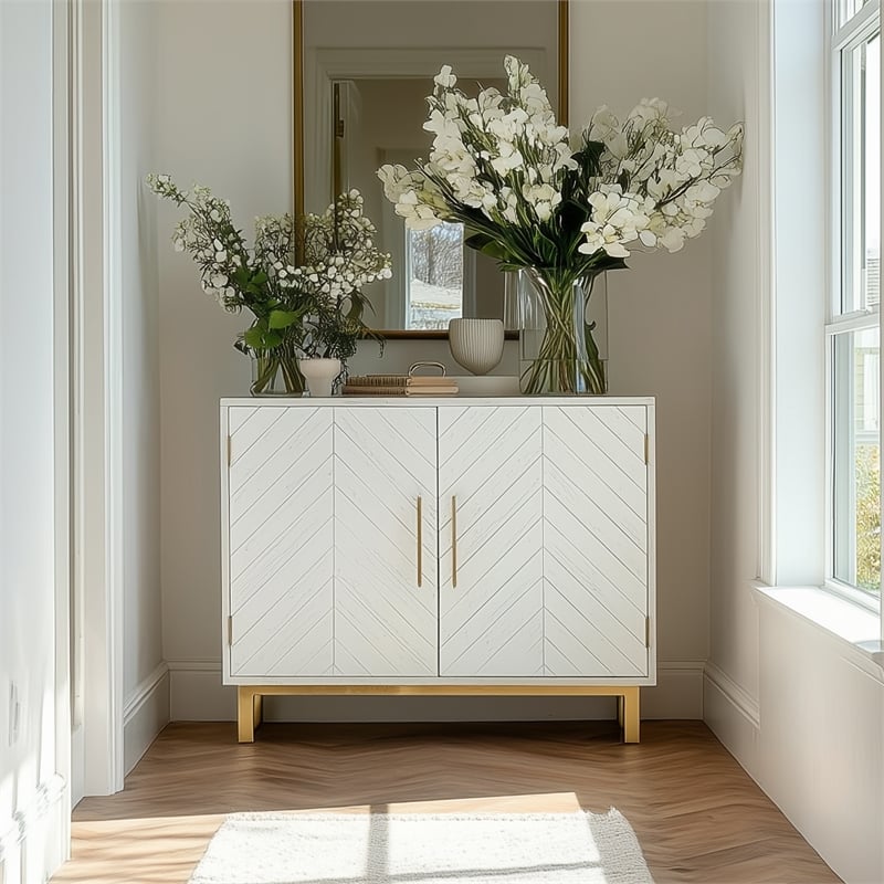 Yosemite Home Decor Ashdla Solid Mindi Wood Accent Cabinet in White