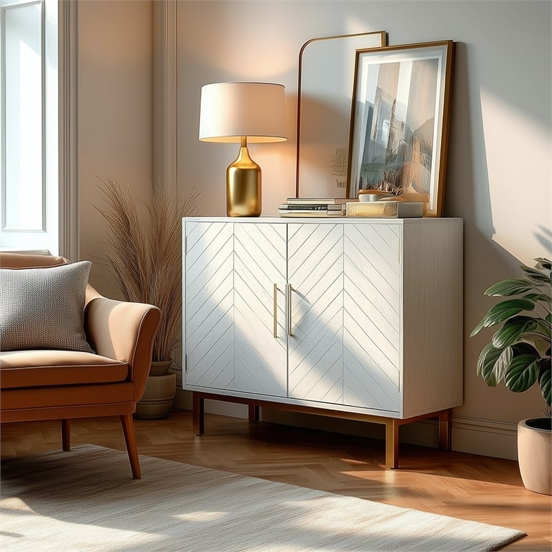 Yosemite Home Decor Ashdla Solid Mindi Wood Accent Cabinet in White