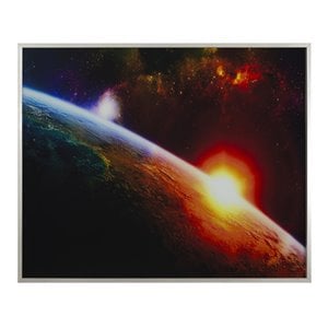 Yosemite Home Decor 'Setting Sun' Tempered Glass/Wood Photo in Multi-Color