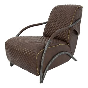 yosemite home decor davita loft tufted leather/cast iron accent chair in brown