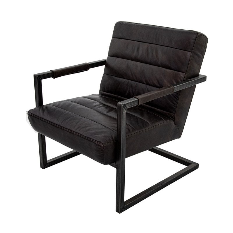 Yosemite Home Decor Emmalee Loft Leather/Cast Iron Accent Chair in Dark Brown