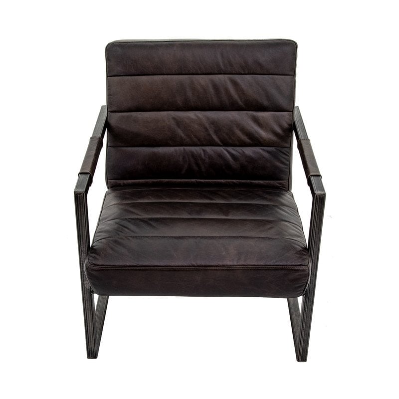 Yosemite Home Decor Emmalee Loft Leather/Cast Iron Accent Chair in Dark Brown