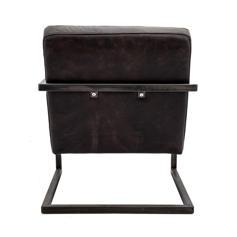 Yosemite Home Decor Emmalee Loft Leather/Cast Iron Accent Chair in Dark Brown