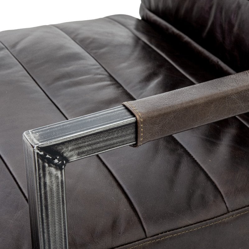 Yosemite Home Decor Emmalee Loft Leather/Cast Iron Accent Chair in Dark Brown