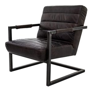 yosemite home decor emmalee loft leather/cast iron accent chair in dark brown