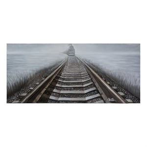 Yosemite Home Decor &quotBending Iron&quot Wood Gallery Wrapped Wall Art in Gray