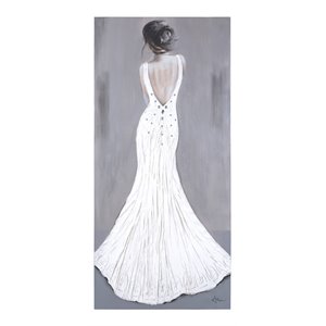 Yosemite Home Decor &quotWoman in White&quot Wood Gallery Wrapped Wall Art in Gray