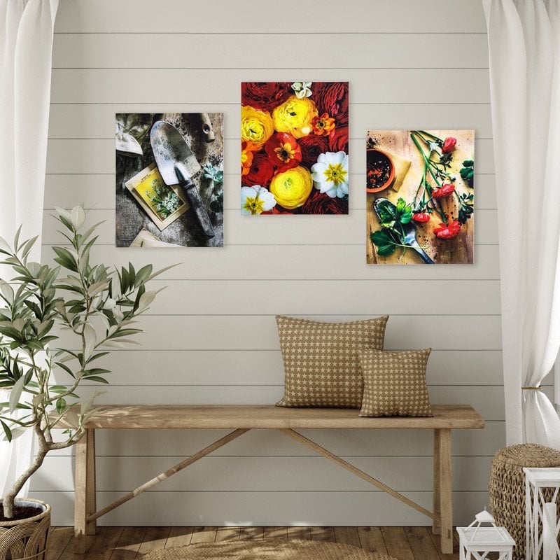 Yosemite Home Decor 'Earthy Charm I' Glass/Wood Photo in Multi-Color