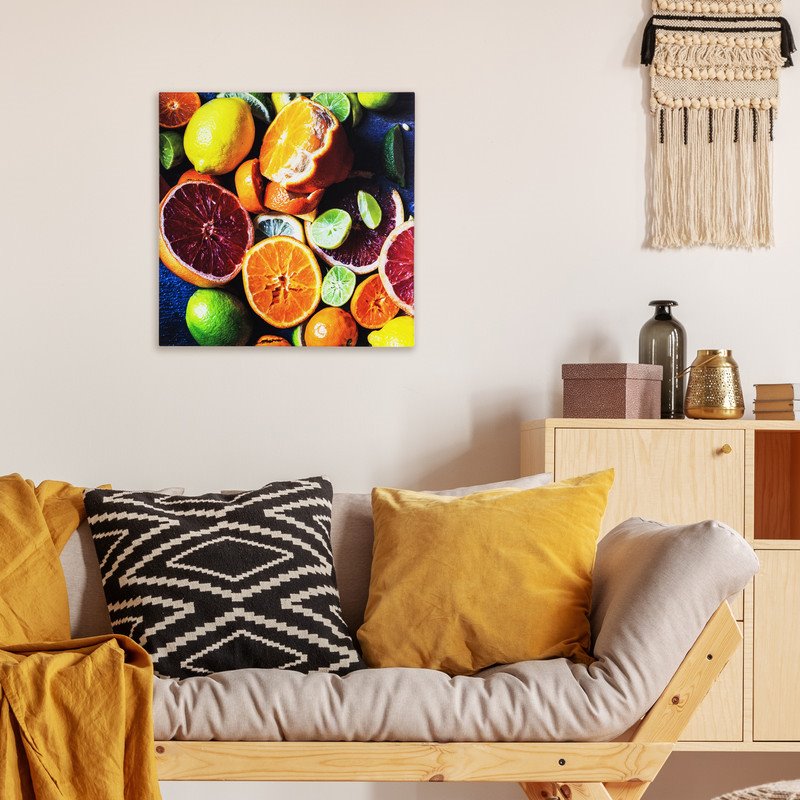 Yosemite Home Decor 'Citrus Feast' Glass/Wood Photo in Multi-Color