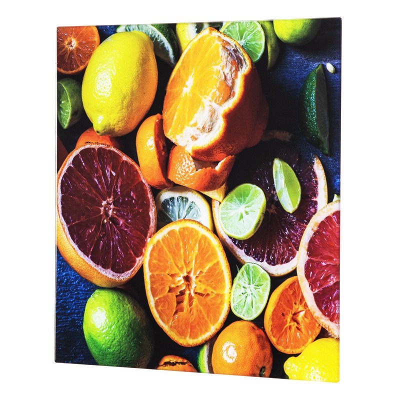 Yosemite Home Decor 'Citrus Feast' Glass/Wood Photo in Multi-Color