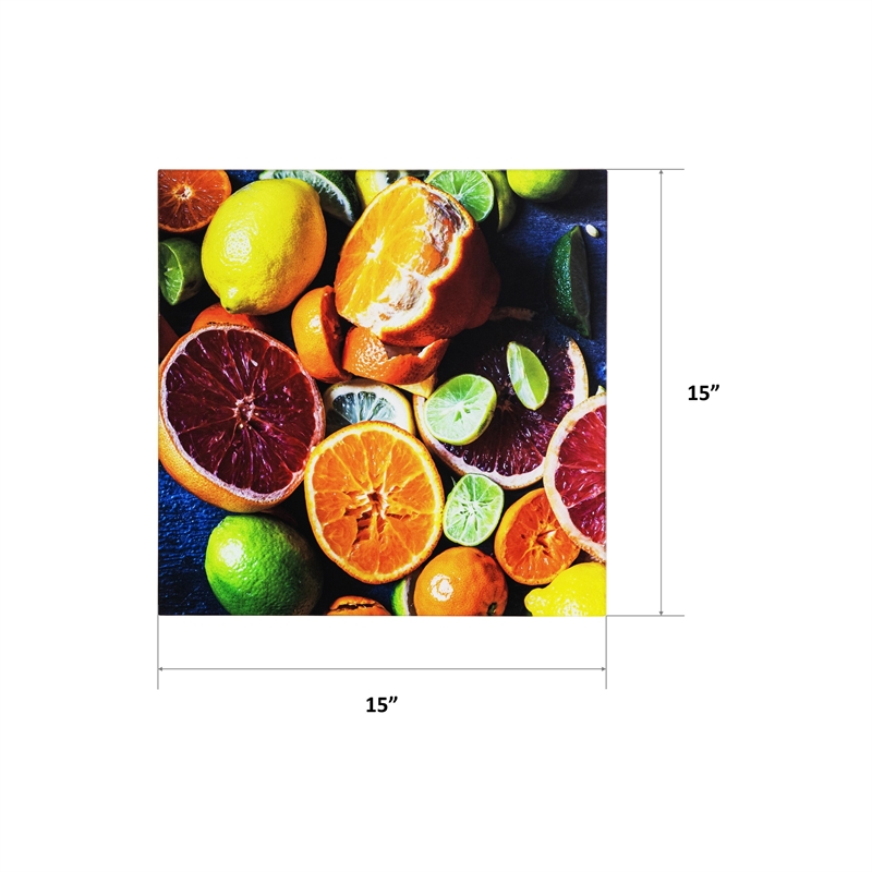 Yosemite Home Decor 'Citrus Feast' Glass/Wood Photo in Multi-Color