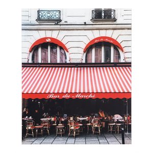 Yosemite Home Decor 'Parisian Bistro' Glass/Wood Photo in Multi-Color
