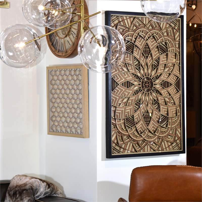 Yosemite Home Decor 'Symmetry's Cut' Glass Mixed Media Shadowbox in Multi-Color
