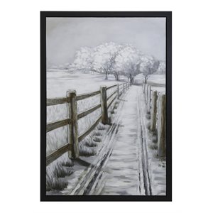 Yosemite Home Decor 'Country Road II' Plastic Canvas Wall Art in Multi-Color