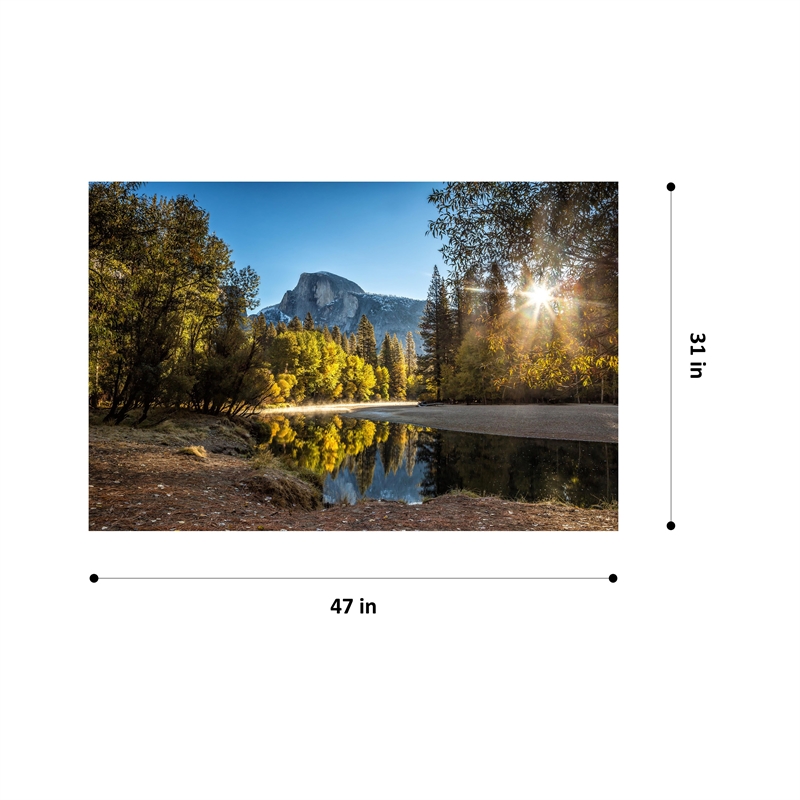 yosemite home decor &quotmorning in paradise&quot glass photographic art in multi-color