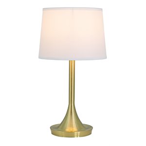 Yosemite Home Decor Bryce 1-Light Metal Table Lamp with Shade in Brushed Gold
