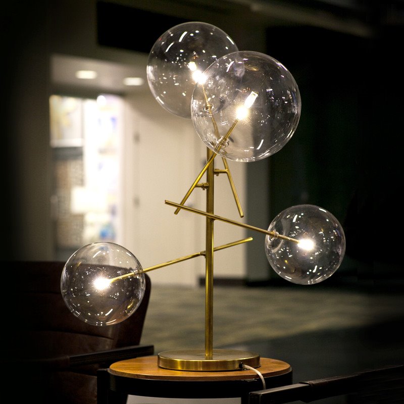 Yosemite Home Decor Klare 4-Light Glass Sputnik Lamp in Clear/Antique Brass