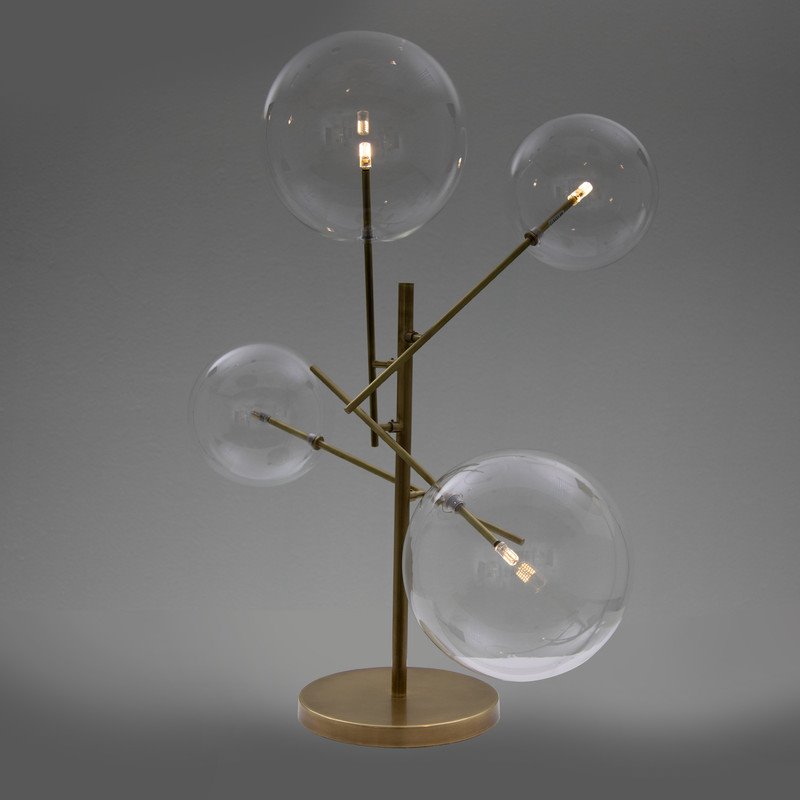 Yosemite Home Decor Klare 4-Light Glass Sputnik Lamp in Clear/Antique Brass