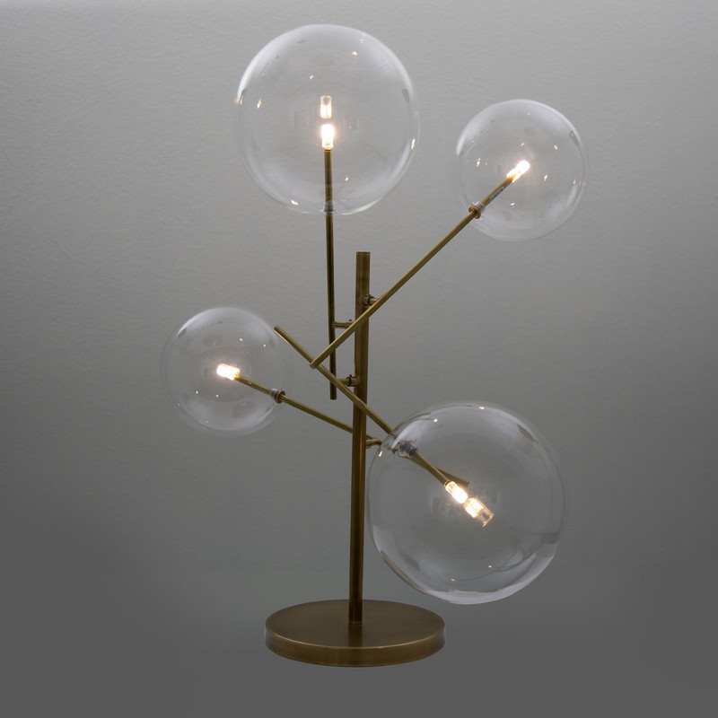 Yosemite Home Decor Klare 4-Light Glass Sputnik Lamp in Clear/Antique Brass