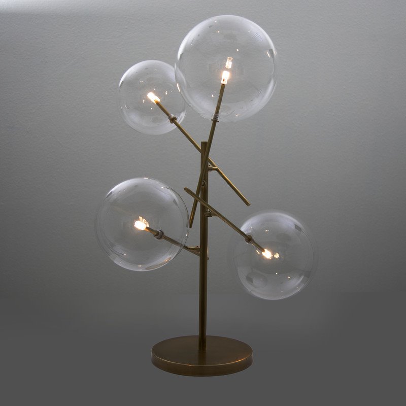 Yosemite Home Decor Klare 4-Light Glass Sputnik Lamp in Clear/Antique Brass