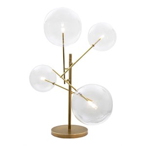 Yosemite Home Decor Klare 4-Light Glass Sputnik Lamp in Clear/Antique Brass