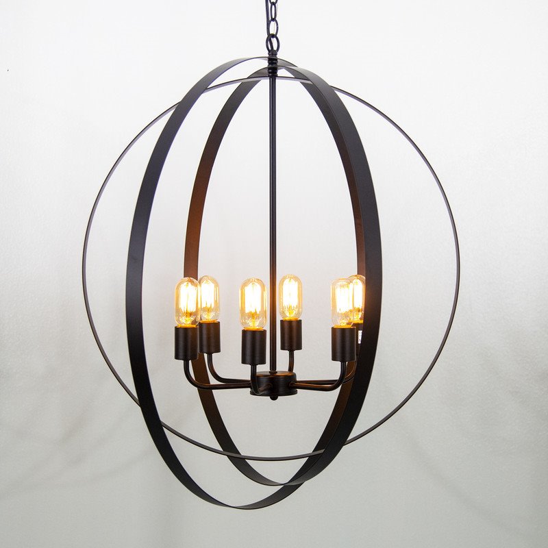 Yosemite Home Decor Tira 6-Light Metal Orb Chandelier in Matte Black