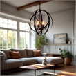Yosemite Home Decor Tira 6-Light Metal Orb Chandelier in Matte Black