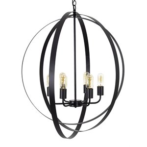 Yosemite Home Decor Tira 6-Light Metal Orb Chandelier in Matte Black