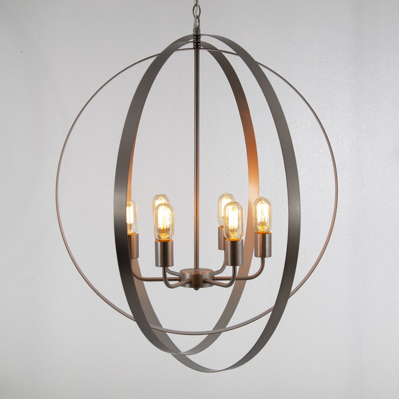 Yosemite Home Decor Tira 6-Light Metal Orb Chandelier in Satin Nickel