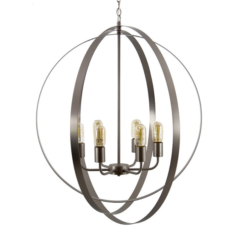 Yosemite Home Decor Tira 6-Light Metal Orb Chandelier in Satin Nickel