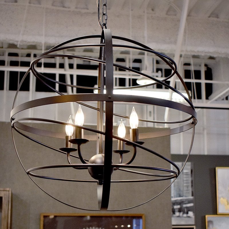Yosemite Home Decor Vega 4-Light Metal Orb Chandelier in Matte Black