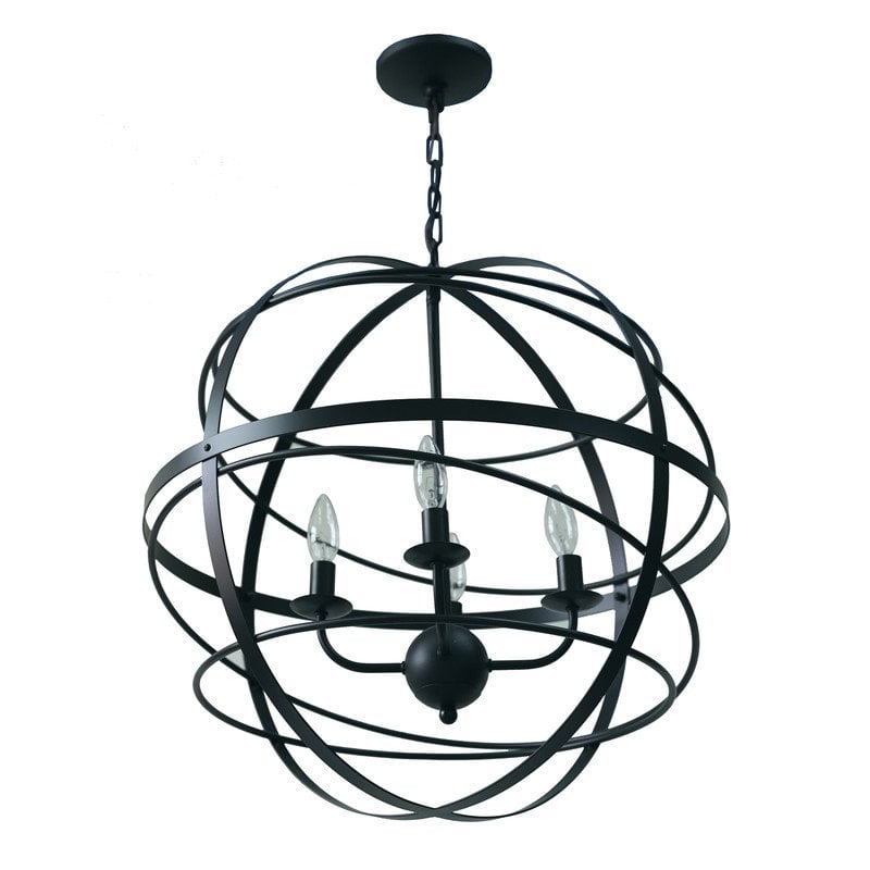 Yosemite Home Decor Vega 4-Light Metal Orb Chandelier in Matte Black