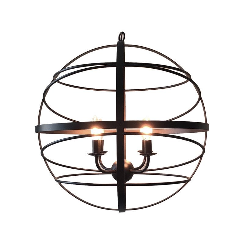 Yosemite Home Decor Vega 4-Light Metal Orb Chandelier in Matte Black