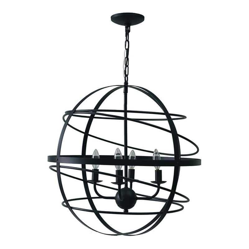 Yosemite Home Decor Vega 4-Light Metal Orb Chandelier in Matte Black