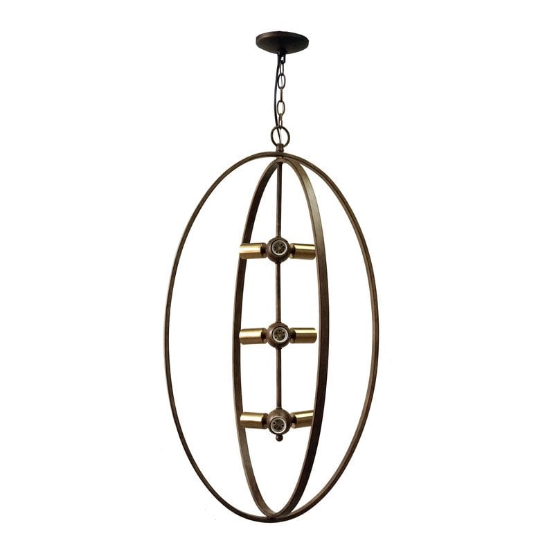 Yosemite Home Decor Alpha 9-Light Metal Chandelier in Distressed Antique Brass