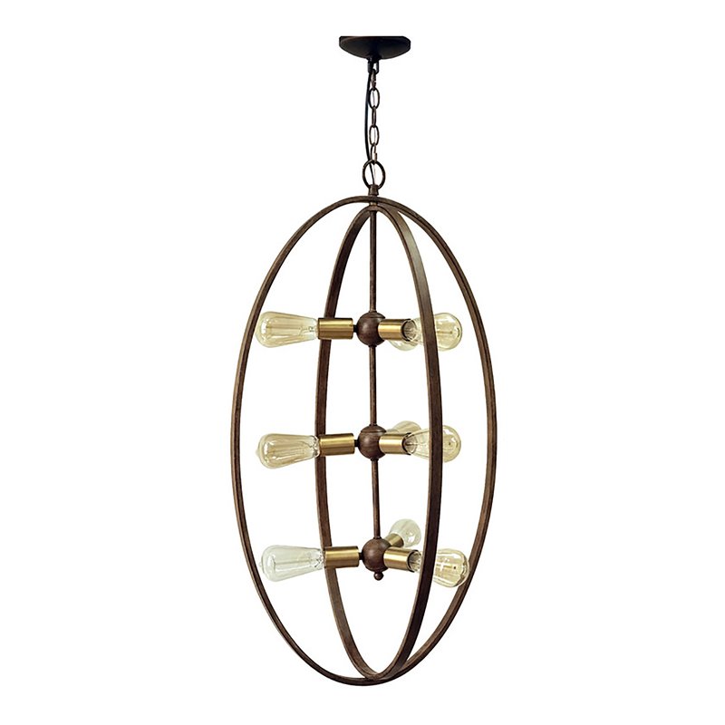 Yosemite Home Decor Alpha 9-Light Metal Chandelier in Distressed Antique Brass